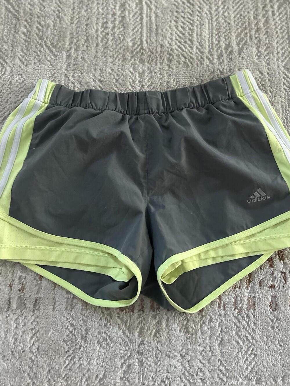 Adidas Athletic Shorts Size Medium Women’s Running Shorts Gray & Lime Green